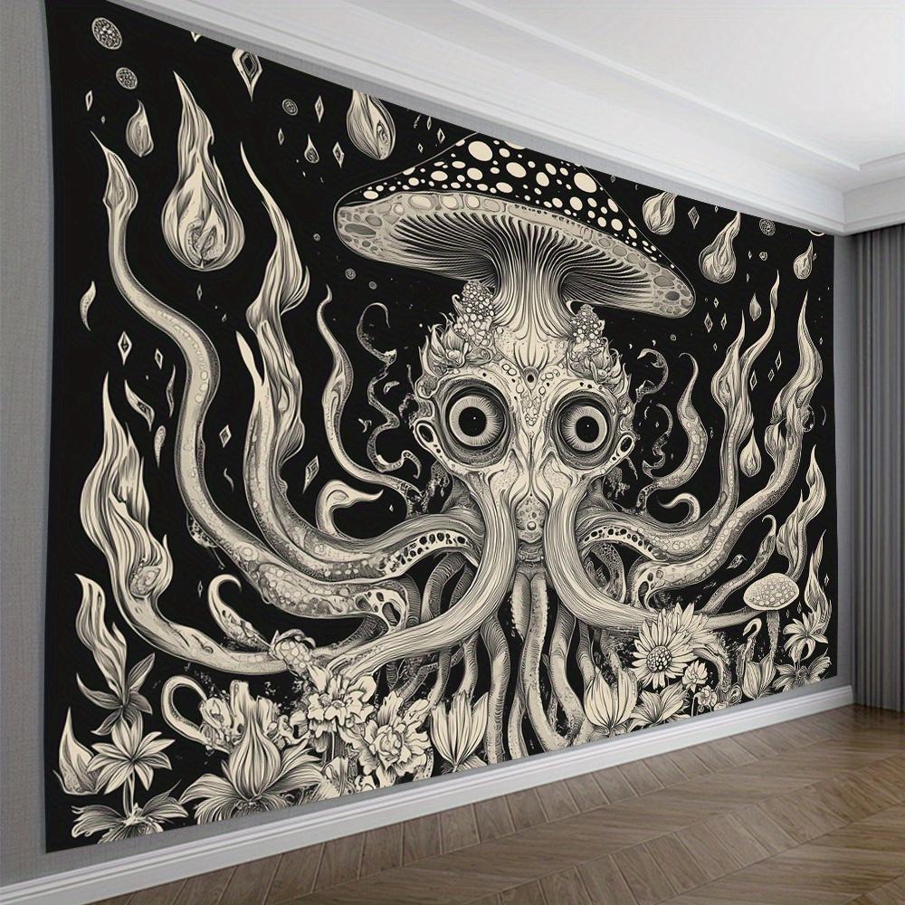 Fantasy Dark Octopus Tapestry Mushroom Flame Water Drop Art Wall Mural Living Room Sofa Backdrop Wall Room Decor