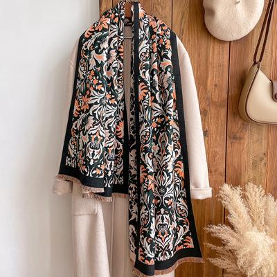 Winter Kaschmirblume Imitation Kaschmir Warmer Fransen Schal Damenmode Kurzer Bart Klimatisierter Raum Schal Draußen