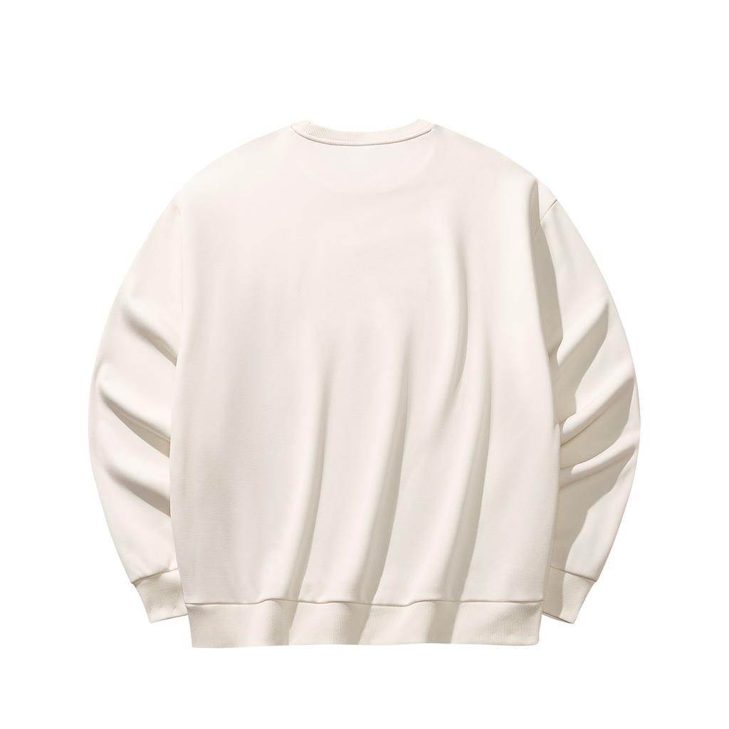 Anta Casual Fashion Sports Versatile Loose Comfortable Fleece Thick Warm Pullover Sweatshirt Men Tops Warm-Jade-White 952618706-2