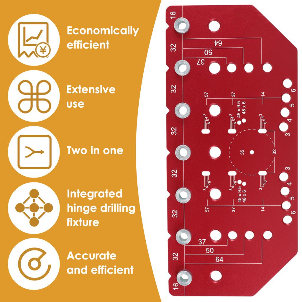 Aluminum Alloy Handle Pitch Punch Hole Locator Shelf Pin Drilling Guide Jig Concealed Hinge Hole Drill Template Guide Locator