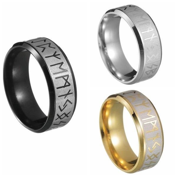 Viking Rune Ring For Men Norse Mythology Vintage Band Jewelry