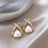 2025 Silver Needle Zircon Pearl Earrings: French Retro Light Luxury Studs for Women