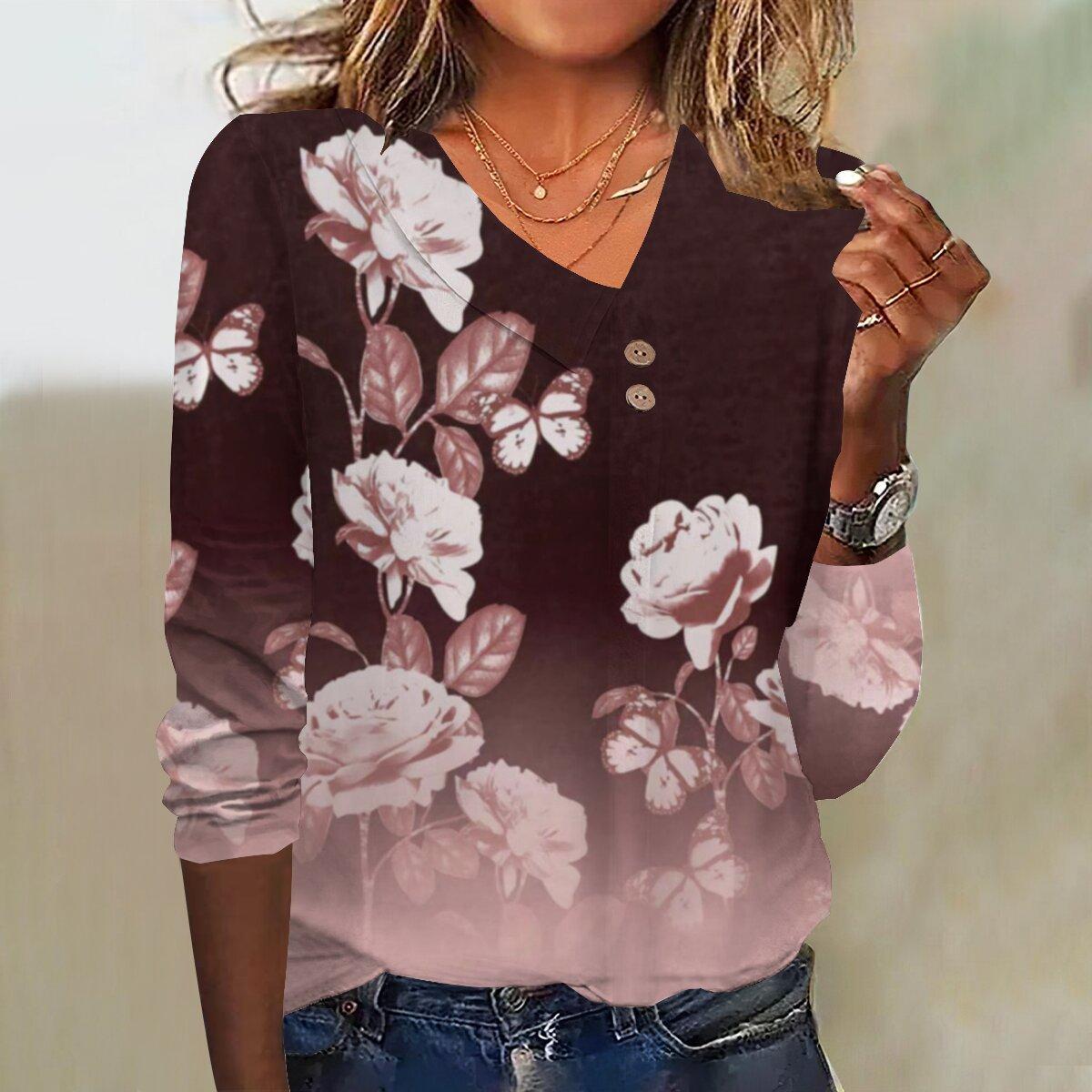 

2023 Осенний новый модный женский повседневный топ с рукавом 3/4 и принтом больших размеров