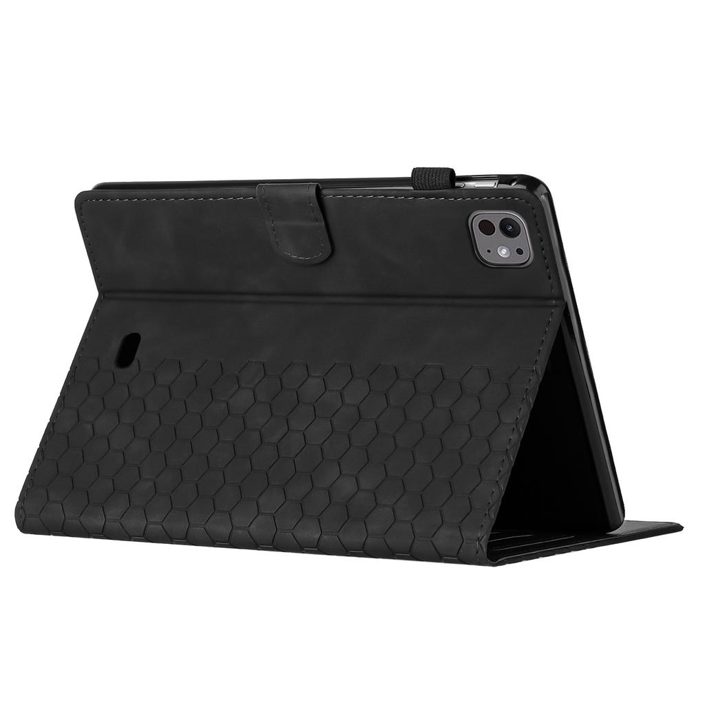 For iPad Pro 11 (2024) Case Honeycomb Printed Leather Tablet Cover with Card Slot