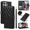 For Motorola Moto G56 5G Wallet Case Rhombus Leather Phone Cover with Strap