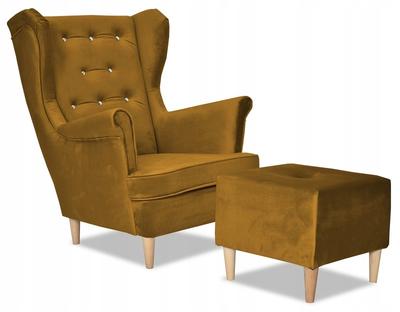 Diana Wing Chair with Footrest Scandinavian Gold Yellow