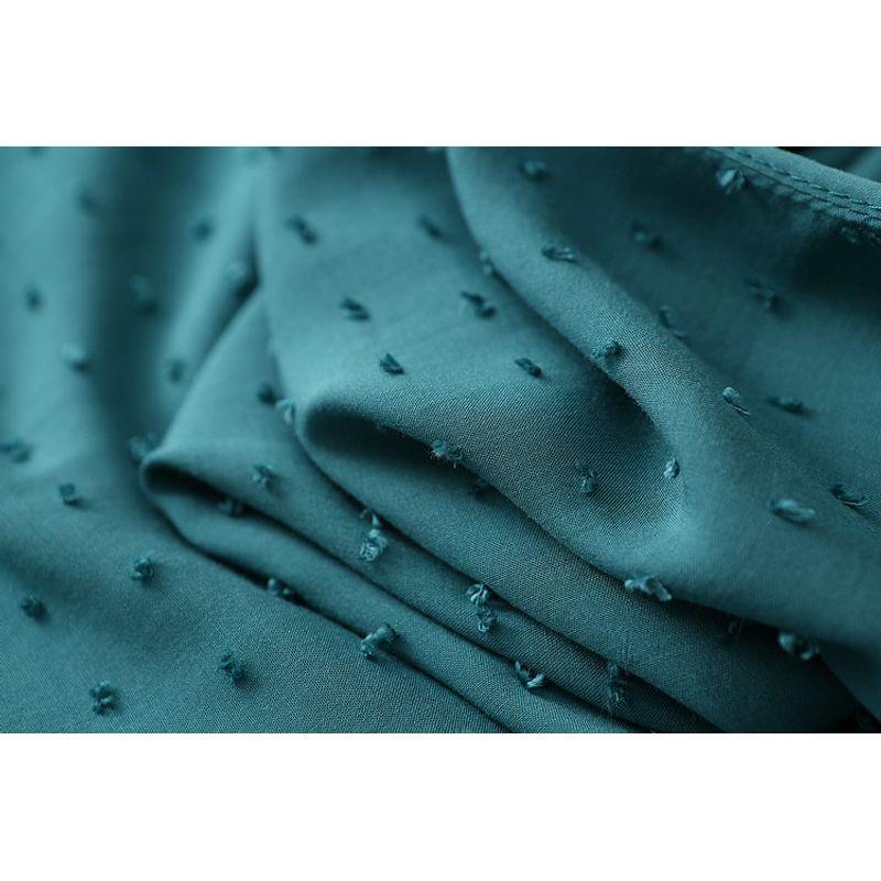 Super Fairy ~ Export Export Flocking Dots Age-Reducing Cotton Silk Shirt Women's Small Horn Sleeve Double Layer Artificial Cotton Tops