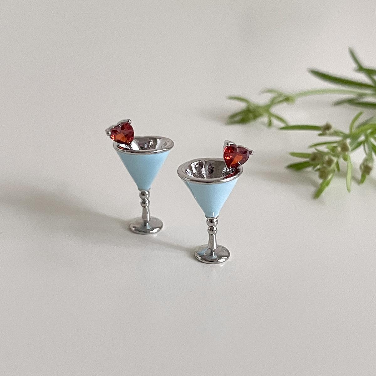 

Нишевые уникальные серьги-бокалы небесно-голубого цвета с каплями масла женские легкие роскошные высококачественные серьги-цирконии с любовью изысканные серьги copper