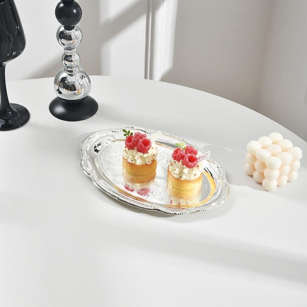 2 Sizes Serving Trays Retro Storage Dish Elegant Oval Plate Home Decor