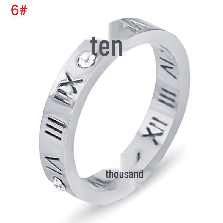 18K Gold Roman Numeral Bracelet  Ring Set with Diamonds in 304 Titanium Steel