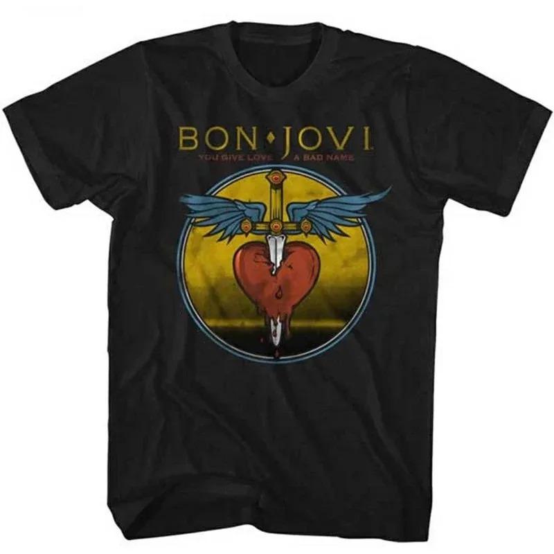 Hot Classic Hard Rock Band Bon Jovi Print TShirt Unisex Oversized Harajuku Style Cotton New Summer Women And Unisex TShirt