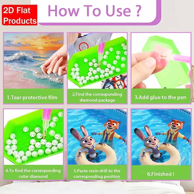 Disney Pearl Painting Judy and Nick Pool Play DIY Pearl Painting Gemstone Art Pearl Dot Painting Picture Crafts Adult Beginner Gifts Home Decor
