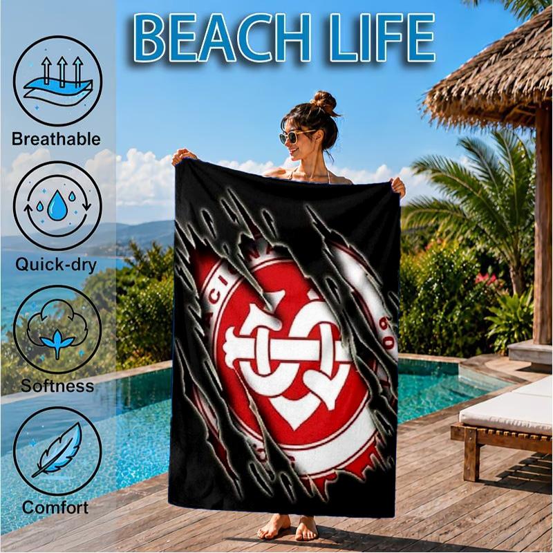 Inter Club Emblem Printed Microfiber Beach Towel, Soft And Absorbent, Quick-Dry, Ideal for Summer Travel, Beach Essential, Swimming Pool