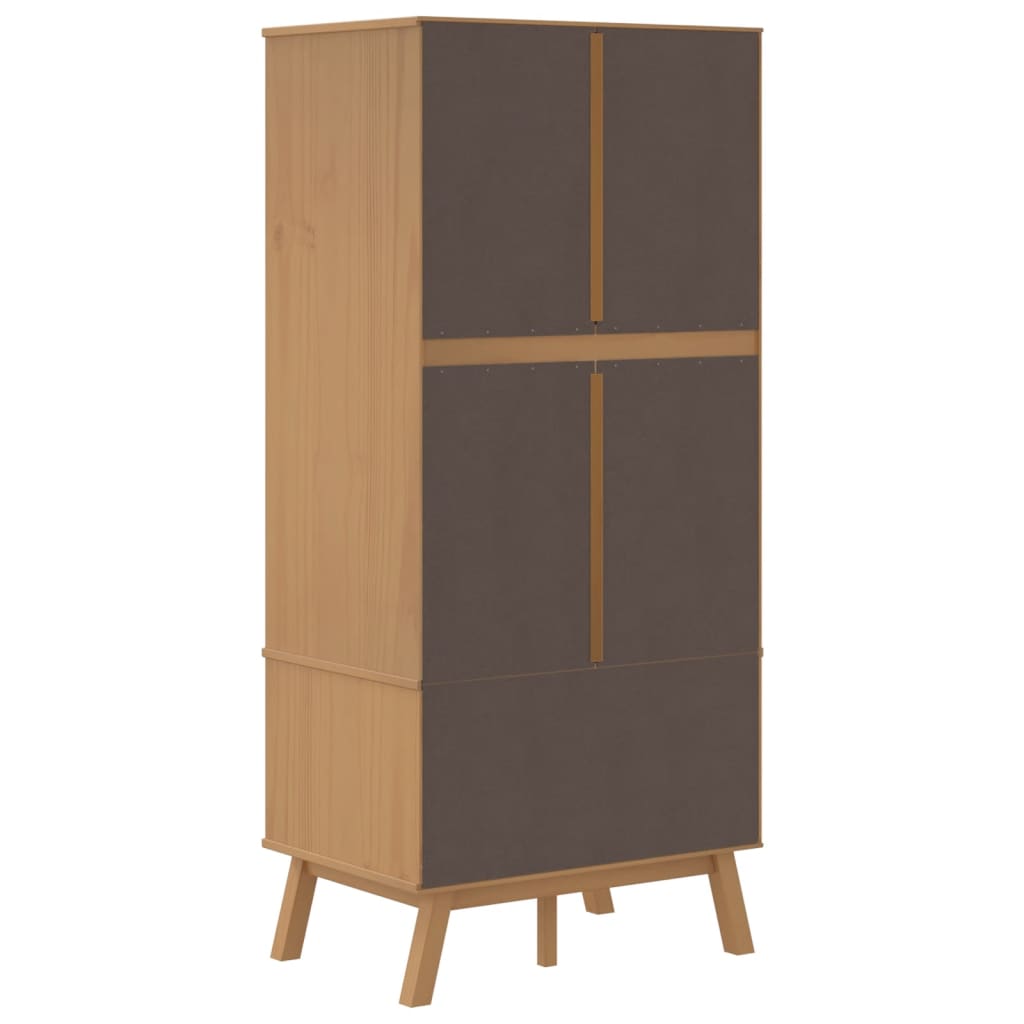 OLDEN Kleiderschrank Grau & Braun 76,5 x 53 x 172 cm Massivholz Kiefer