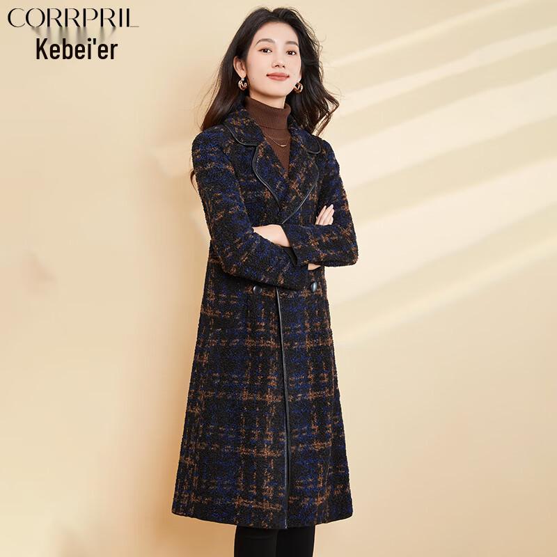 

Women s Classic Plaid Polyester Mid-length Overcoat XL
