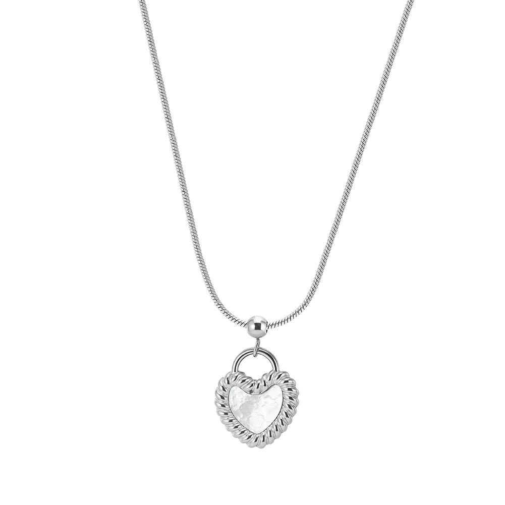 STMN07 Gold Plated White Shell Heart Pendant Necklace Rope Edge Adjustable Handmade Fashion for Women Stainless Steel Jewelry