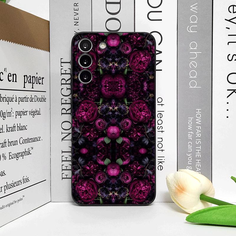 Stylish Black Rose Deep Purple Flower Phone Case for OPPO Reno 13 12 F 11 10 Pro Plus Find X5 X3 Lite X7 PRO Frosted Soft Cover
