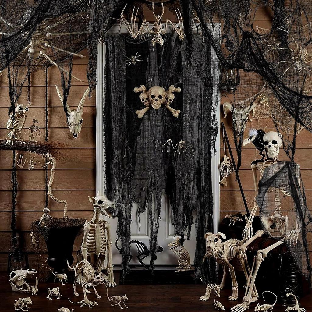 10/1pcs Halloween Black Gauze Yarn Creepy Cloth Horror House Scary Party Gothic Prop Outdoor Home Halloween Party Decor Supplies