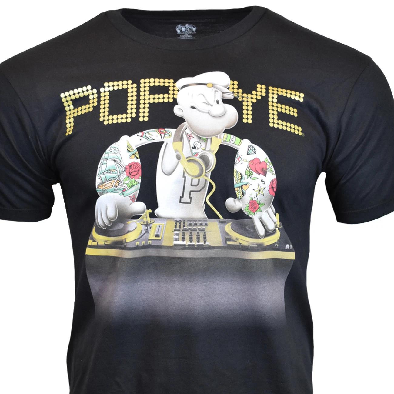 Men s T shirt-POPEYE-DJ TATTOOS LED-Authentic Popeye Sailor Spinach -100% Cotton XL