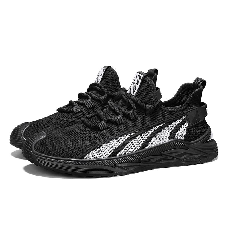 

Модные новые мужские повседневные спортивные туфли, дышащие, Fly Woven, повседневные кроссовки для бега на открытом воздухе, нескользящие, износостойкие, баскетбольные, теннисные туфли 44 чёрный