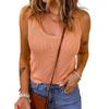 IHUASU Women's Fashion Casual Solid Color Print U-Neck Sleeveless Blouses & Shirts