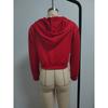 Damen Casual Kapuzenpullover mit Reißverschluss, Cropped, Unifarben, Schmal geschnitten, Langarm