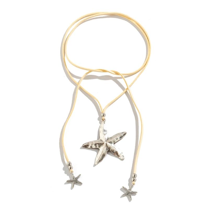 Starfish Fringe Necklace Women Vacation Style Long Velvets Rope Clavicle Chain Adjustable Length Collar Chain Jewelry