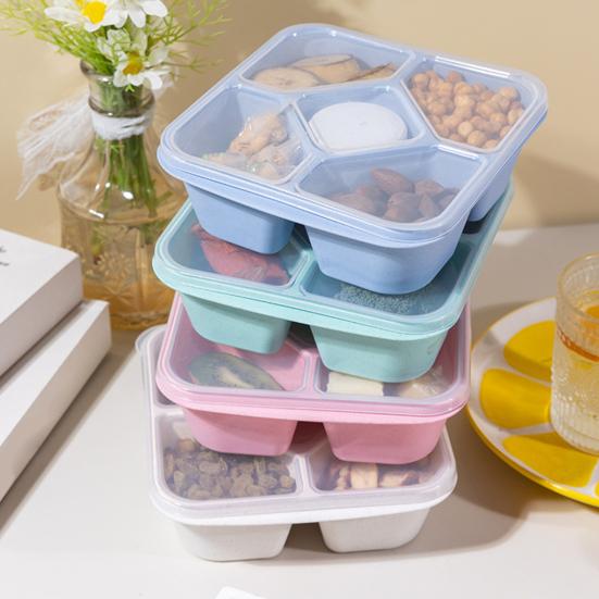 Stor Snackboksbeholder med Lokk 5-Rom Delt Serveringsbrett Innebygde Dippbeholdere BPA-fri Matbeholder for Snacks Frukt Nøtter