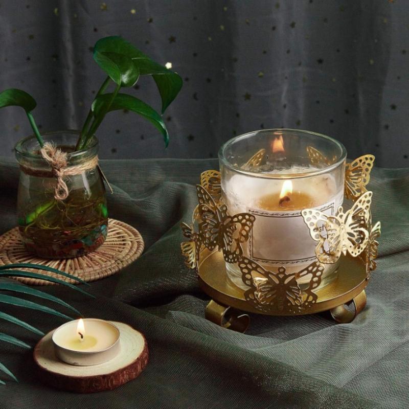 Iron Butterfly Decorative Candlestick Holder Art Tealight Candle Holder Golden Cup Candlestick for Home Table Decoration