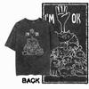 G Back Print Acid Washed Cotton oneck Cat Graphic Unisex Tshirt   Streetwear Big Size Cool Vintage Unisexs Tee Tshirt