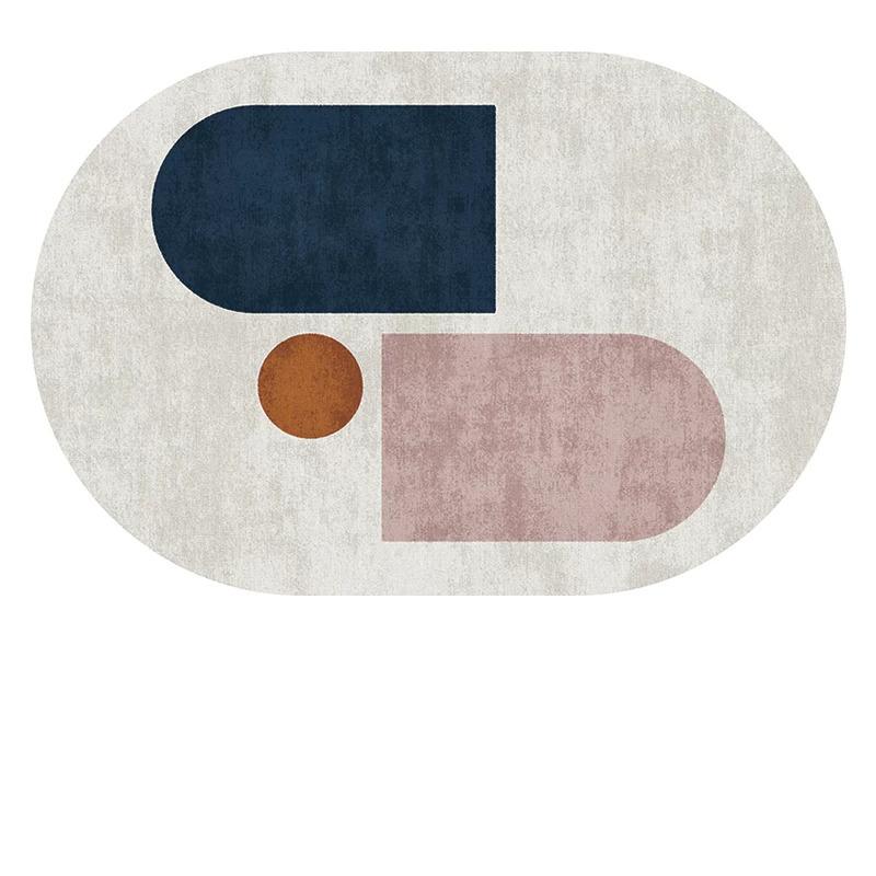 Oval Rugs for Living Room Bedroom Carpet Ins Fashion Minimalism Mats Home Decoration Soft Anti-slip Rug Stadium Shape Floor Mat
