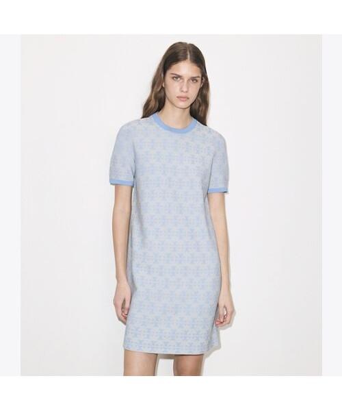 Tolibeochi Viscose Crewneck Dress - Vanilla / Blue
