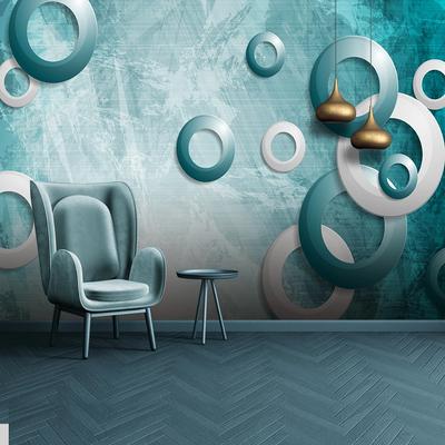 Papier peint mural de forêt géométrique bleu créatif, décoration murale de fond de canapé de salon