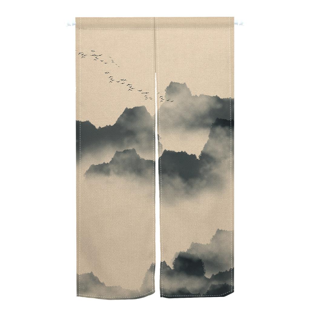 Japanese Style Noren Door Curtains Mountain Izakaya Dining Room Partition Linen Doorway Curtain Kitchen Entrance Half Curtain