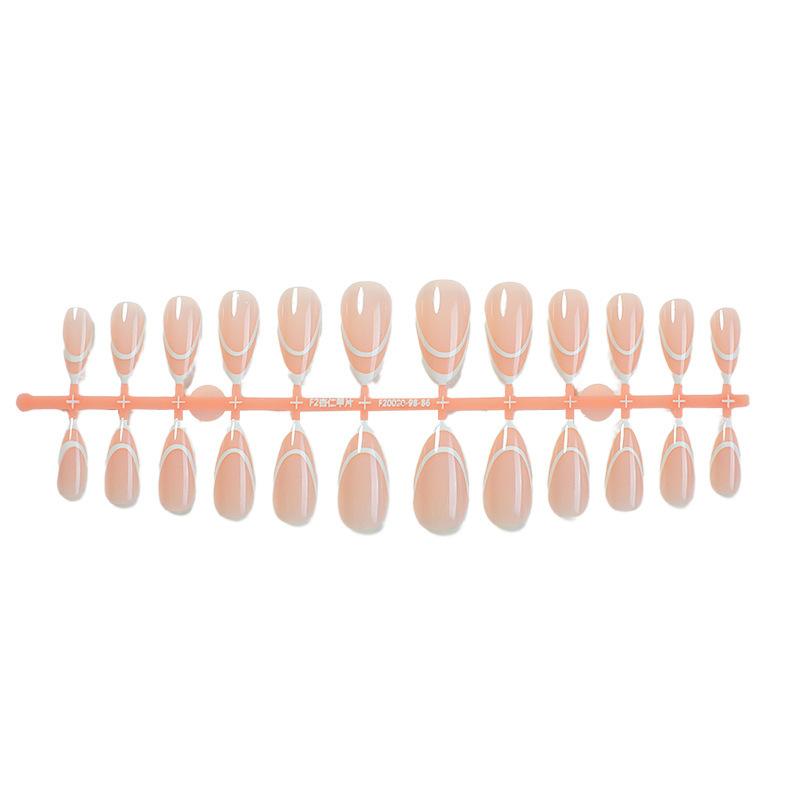 Simple white French stripe wearable nail nail piece ins nail art nail piece wearable nail patch removable nail patch