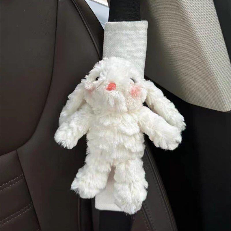 New Christmas Plush Long-Eared Rabbit Car Seatbelt Shoulder Pad Anti-Neck Strain Safety Belt for Children in the Car Long-Eared Rabbit Shoulder Pads (Four Seasons)