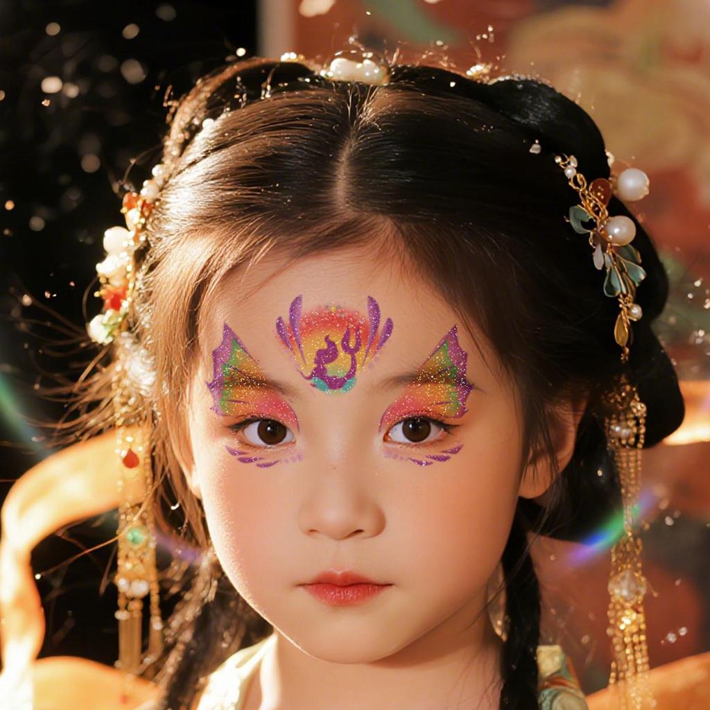 Ancient Style Dunhuang Glitter Face and Forehead Tattoo Stickers for Hanfu Costumes