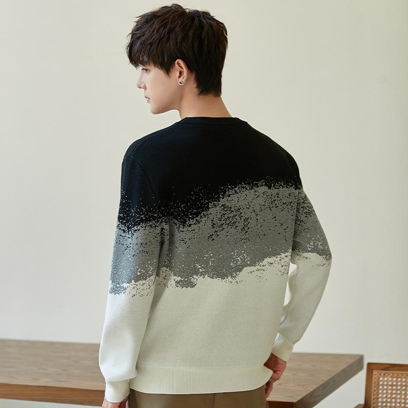 Knitted Sweater Autumn and Winter Thickened Sweater Sweater Crew Neck Top Versatile High-end Men's Clothing