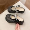 Thick-soled Bag Head Half Slippers Women's Summer Fashion Hole Sandals Lightweight Height-increasing Breathable Hollow Mesh Shoes