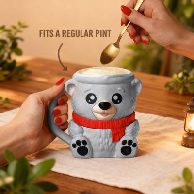 Eisbecherhalter Eisbär mit versteckter Snackschublade Eisbecherhülle für 16oz Pint & Bierdose Niedlich Niedlich Eiscremezubehör