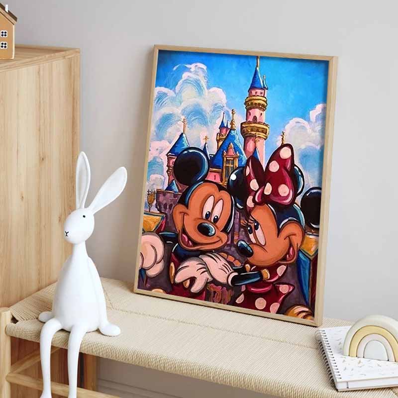 Disney Diamond Painting Mickey and Minnie Castle Oil Painting Style Wall Decoration Embroidery Full Diamond Cross Stitch HandmadeDIYGiftHomeDecoration