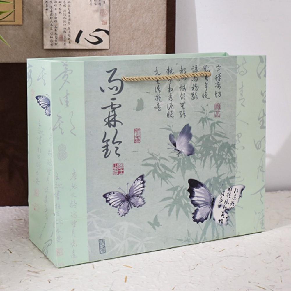 Portable Chinese Style Gift Bag Large Capacity Storage Organizer Handbag White Cardboard Handheld Bag Girl