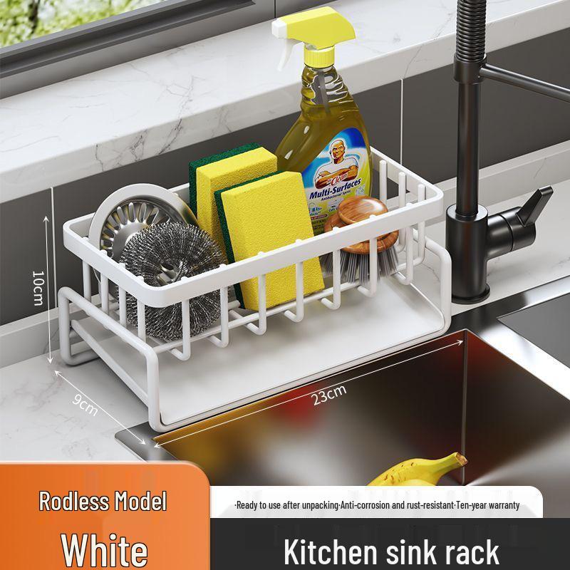 Kitchen Sink Storage Rack - Drain Rack for Detergent, Sponge, and Steel Wire Ball
