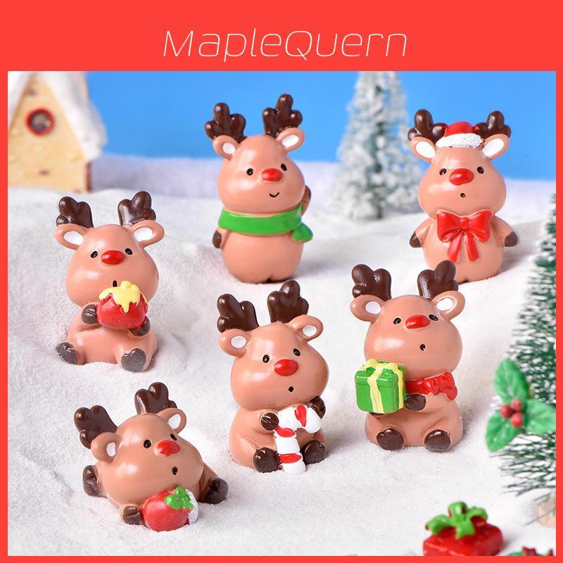Grazioso Renna di Natale in Resina Scatola Regalo Decorazione Mini Paesaggio Fai da Te