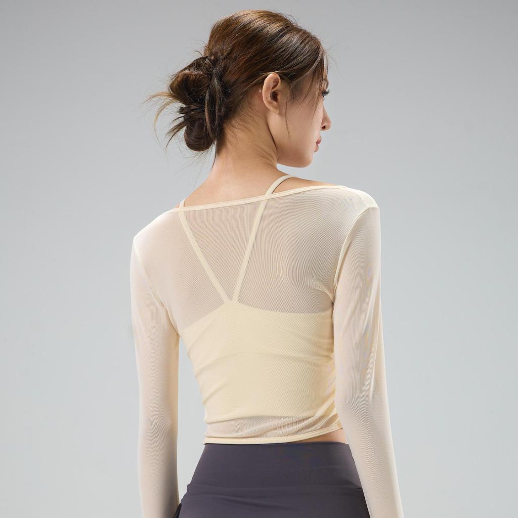 Women's 2025 Temperament Yoga Top: Faux Two-Piece Slimming Pilates Cover-Up