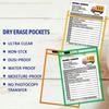 20 PCS Reusable Dry Erase Pockets, Extra Large Writing Eraser Pockets (10 Dry Erase Bags 10 Pens)