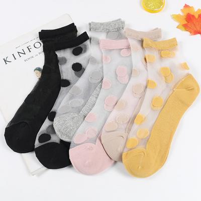 10 Pairs Summer Clear Crystal Silk Women's Socks Large Polka Dot Flower Glass Silk Women's Socks Crystal Silk Women's Socks