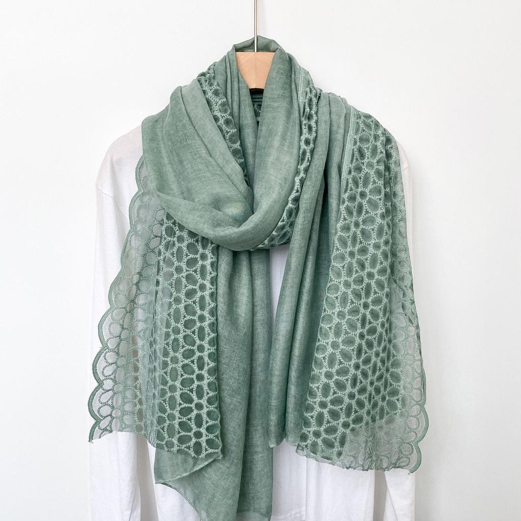 New Linen Lace Cotton Linen Thin Scarf for Women's Literary Versatile Shawl Scarf Silk Scarf Solid Color Scarf