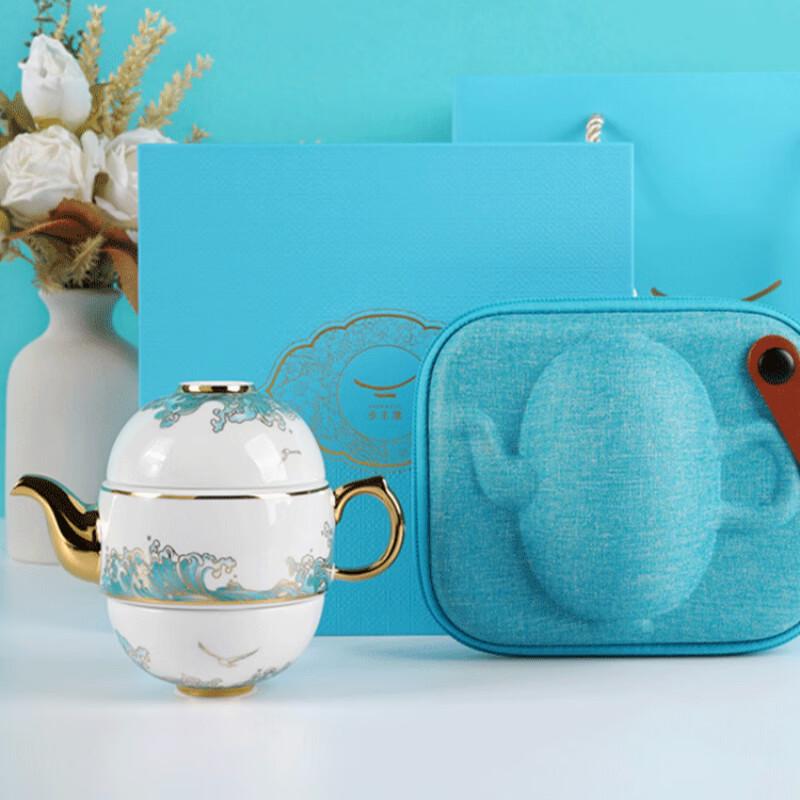 Yong Feng Yuan Hai Kuo Tian Gao 4-Piece Travel Ceramic Tea Set