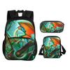 Helicopter round front Carrier Daily Pack Pen Case Carry bag 3Pcs Set mechanical printing best gift for boys Plus girls in school